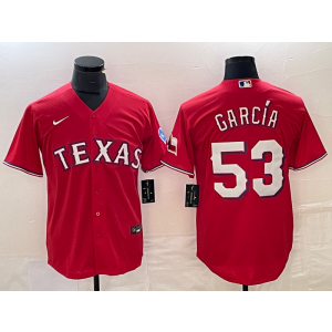 MLB Rangers 53 Adolis García Red Nike Cool Base Men Jersey