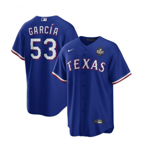 MLB Rangers 53 Adolis García Royal 2023 World Series Nike Cool Base Men Jersey
