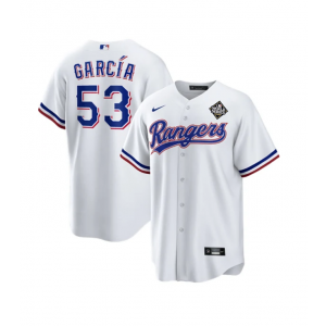MLB Rangers 53 Adolis García White 2023 World Series Nike Cool Base Men Jersey