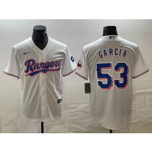 MLB Rangers 53 Adolis García White Nike Cool Base Men Jersey