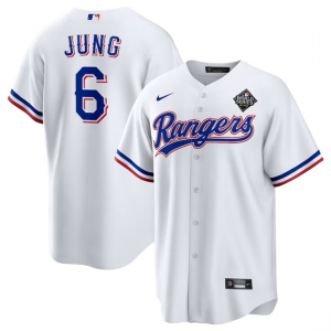 MLB Rangers 6 Josh Jung 2023 White World Series Nike Cool Base Men Jersey