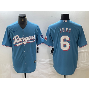 MLB Rangers 6 Josh Jung Blue Nike Cool Base Men Jersey