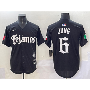 MLB Rangers 6 Josh Jung New Black Nike Cool Base Men Jersey