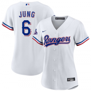 MLB Rangers 6 Josh Jung White 2023 World Series Champions Nike Cool Base Women Jersey(Run Small)