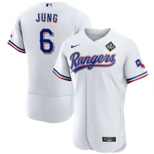 MLB Rangers 6 Josh Jung White 2023 World Series Nike Flexbase Men Jersey
