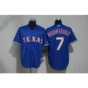 MLB Rangers 7 Ivan Rodriguez Blue New Cool Base Men Jersey