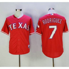 MLB Rangers 7 Ivan Rodriguez Red Cool Base Men Jersey