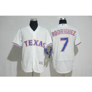 MLB Rangers 7 Ivan Rodriguez White FlexBase Men Jersey