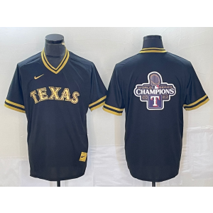 MLB Rangers Blank Black 2023 Champion Nike Cool Base Men Jersey