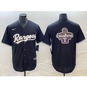 MLB Rangers Blank Black Champion Nike Cool Base Men Jersey