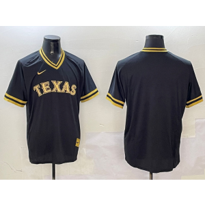 MLB Rangers Blank Black Gold Nike Cool Base Men Jersey