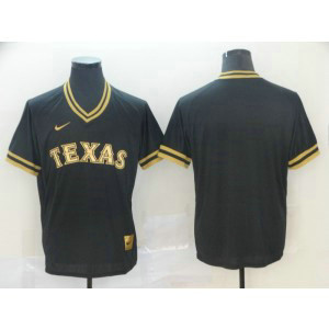 MLB Rangers Blank Black Gold Nike Cooperstown Legend V Neck Men Jersey