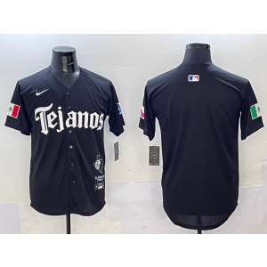 MLB Rangers Blank Black Nike Cool Base Men Jersey