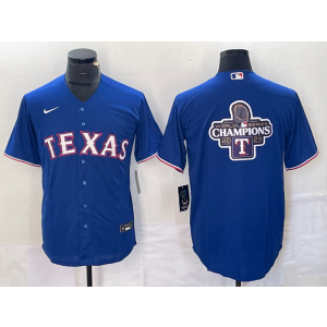 MLB Rangers Blank Blue 2023 Champion Nike Cool Base Men Jersey