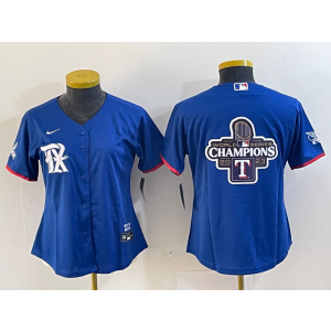 MLB Rangers Blank Blue Champions Logo Nike Cool Base Youth Jersey