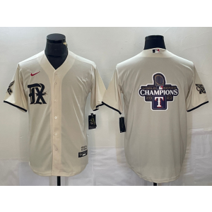 MLB Rangers Blank Cream 2023 Champion Nike Cool Base Men Jersey