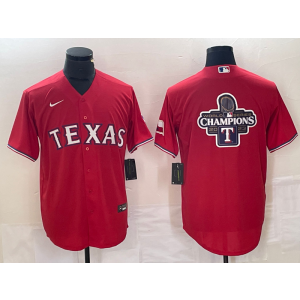 MLB Rangers Blank Red 2023 Champion Nike Cool Base Men Jersey