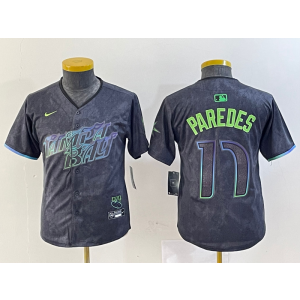 MLB Rays 11 Paredes Black 2024 City Connect Nike Cool Base Youth Jersey