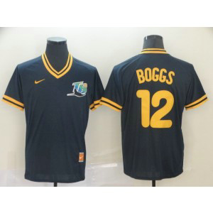 MLB Rays 12 Wade Boggs Navy Nike Cooperstown Collection Legend V-Neck Men Jersey