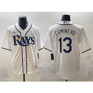 MLB Rays 13 CAMINERO White Nike Cool Base Men Jersey