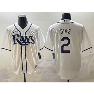MLB Rays 2 Diaz White Nike Cool Base Men Jersey