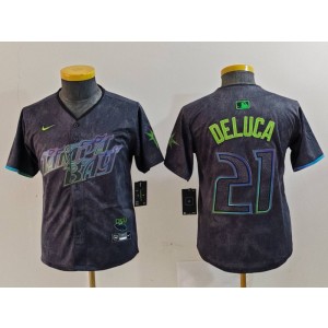 MLB Rays 21 Deluca Black 2024 City Connect Nike Cool Base Youth Jersey