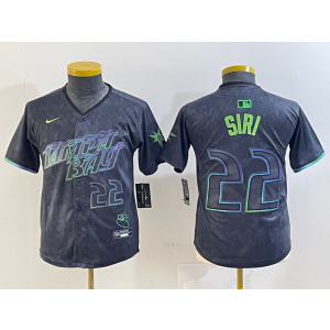 MLB Rays 22 Siri Black 2024 City Connect Nike Cool Base Youth Jersey