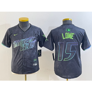 MLB Rays 5 Lowe Black Youth City Connect Nike Cool Base Youth Jersey