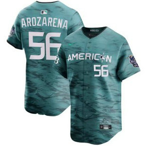 MLB Rays 56 Randy Arozarena Teal 2023 All-Star Nike Cool Base Men Jersey