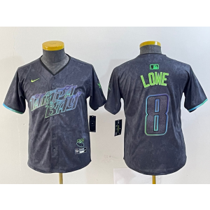 MLB Rays 8 Lowe Black 2024 City Connect Nike Cool Base Youth Jersey