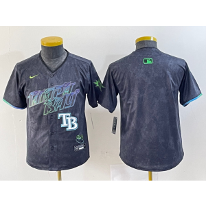 MLB Rays Blank Black City Connect Nike Cool Base Youth Jersey