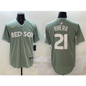 MLB Red SOX 21 Rivera Grey New Nike Cool Base Men Jersey