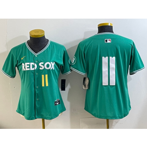 MLB Red Sox 11 Rafael Devers Green 2025 City Connect Nike Cool Base Women Jersey