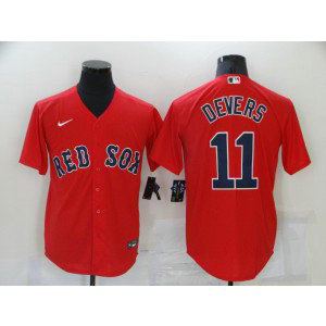 MLB Red Sox 11 Rafael Devers Red Nike Cool Base Men Jersey