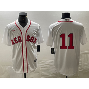 MLB Red Sox 11 Rafael Devers White Nike Cool Base Men Jersey