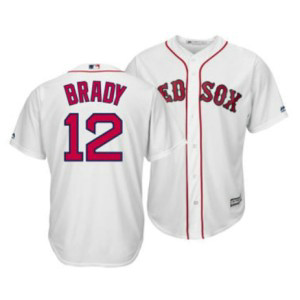MLB Red Sox 12 Tom Brady White Cool Base Men Jersey