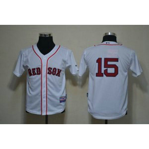 MLB Red Sox 15 Dustin Pedroia White Cool Base Youth Jersey