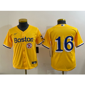 MLB Red Sox 16 Duran Yellow Nike Cool Base Youth Jersey
