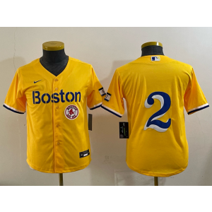 MLB Red Sox 2 Bregman Yellow Nike Cool Base Youth Jersey