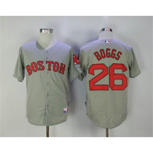 MLB Red Sox 26 Wade Boggs Grey Cool Base Men Jersey