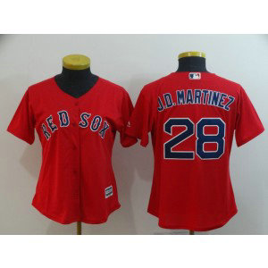 MLB Red Sox 28 J.D. Martinez Red Cool Base Women Jersey