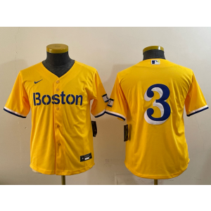 MLB Red Sox 3 Rafaela Yellow Nike Cool Base Youth Jersey