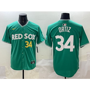 MLB Red Sox 34 David Ortiz Green 2025 City Connect Nike Cool Base Men Jersey