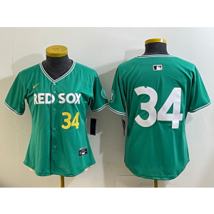 MLB Red Sox 34 David Ortiz Green 2025 City Connect Nike Cool Base Women Jersey