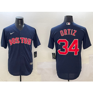 MLB Red Sox 34 David Ortiz Navy Nike Cool Base Men Jersey