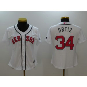MLB Red Sox 34 David Ortiz White Cool Base Women Jersey