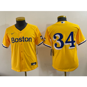 MLB Red Sox 34 David Ortiz Yellow Nike Cool Base Youth Jersey
