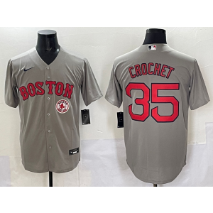 MLB Red Sox 35 Crochet Grey Nike Cool Base Men Jersey