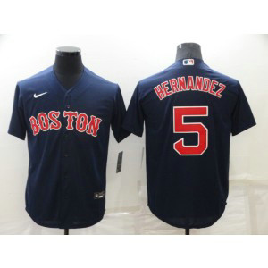 MLB Red Sox 5 HERNANDEZ Navy Nike Cool Base Men Jersey