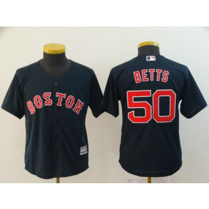 MLB Red Sox 50 Mookie Betts Blue Cool Base Youth Jersey
